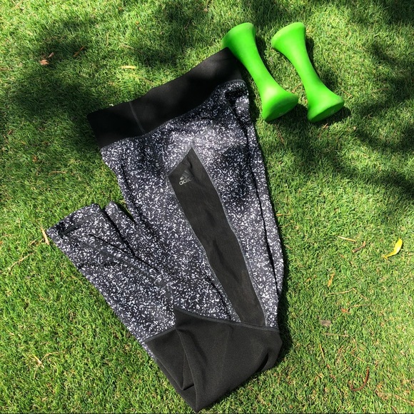 Adidas climalite leggings black /mesh splatter - Picture 2 of 6